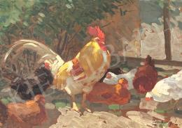 Zombory, Lajos - Rooster and the hens 
