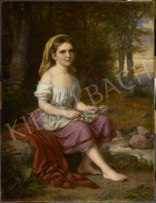 Eladó Barabás Miklós - Gyöngyvirágot szedő lány 1883  festménye