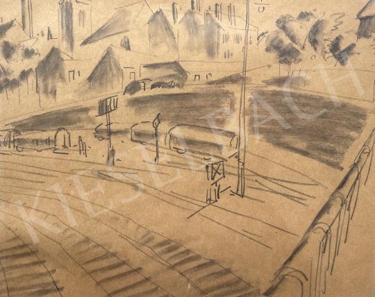 For sale  Kádár, Béla - City railway station (View of the train tracks from an overpass) 's painting