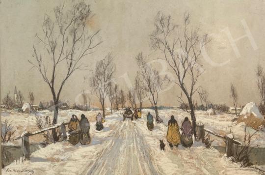  Csabai Wágner József - Téli út a vásárba  festménye