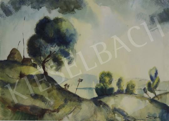 For sale Ducsay, Béla - Hilly landscape with a river 1932 (Hommage a Szőnyi) 's painting