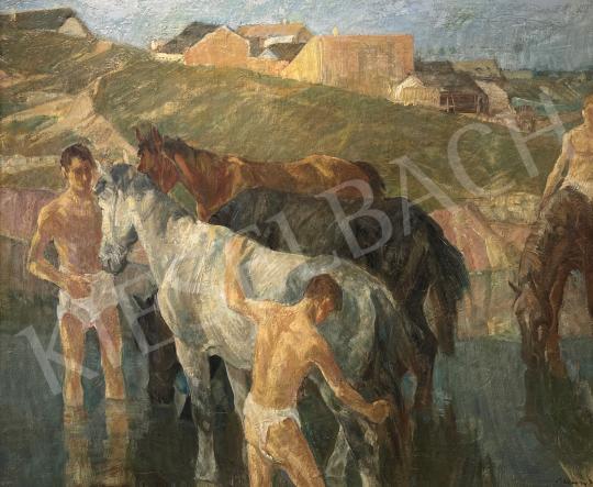Udvary, Pál - Horse watering painting