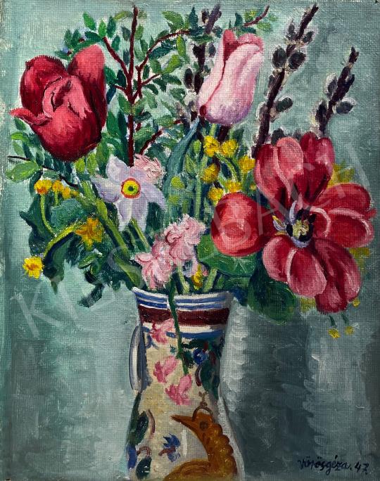  Vörös Géza - Virágcsendélet 1947 festménye