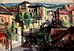 id. Keleti, Jenő -  Detail from Budapest with the The Museum of Fine Arts in the Background 