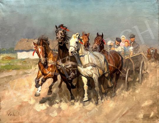 Eladó  Viski János - Vágtató lovak  festménye