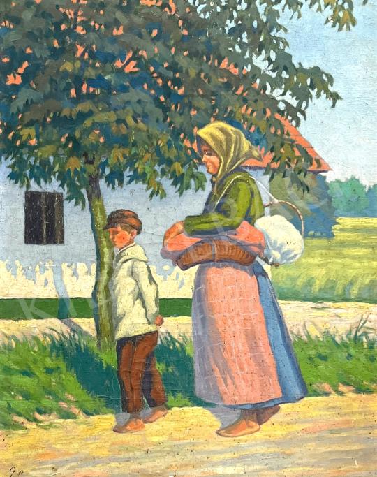 Eladó Ismeretlen festő - Anya gyermekével (Hommage a Faragó) festménye