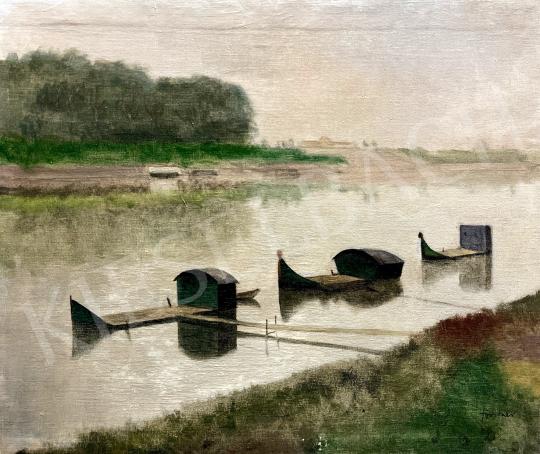 Eladó Faddi-Förstner Dénes - Tiszai csónakok festménye