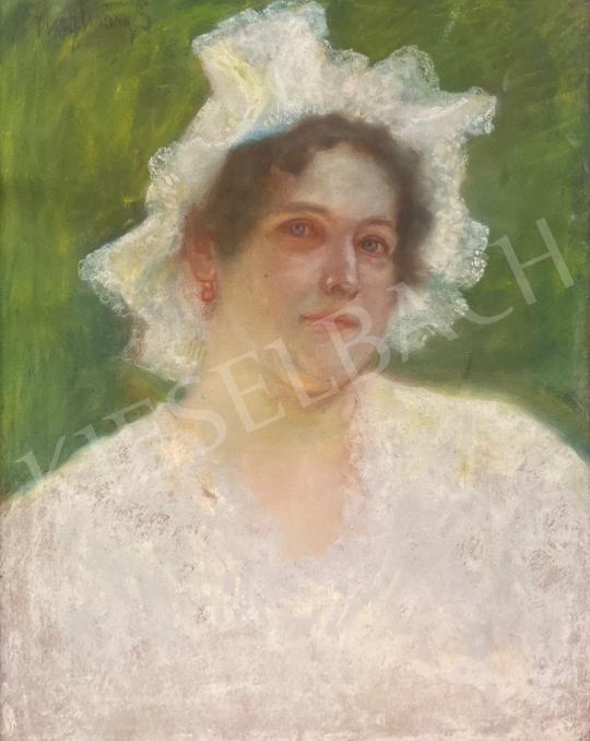 Eladó Ungváry Sándor - Hölgy portré kertben festménye