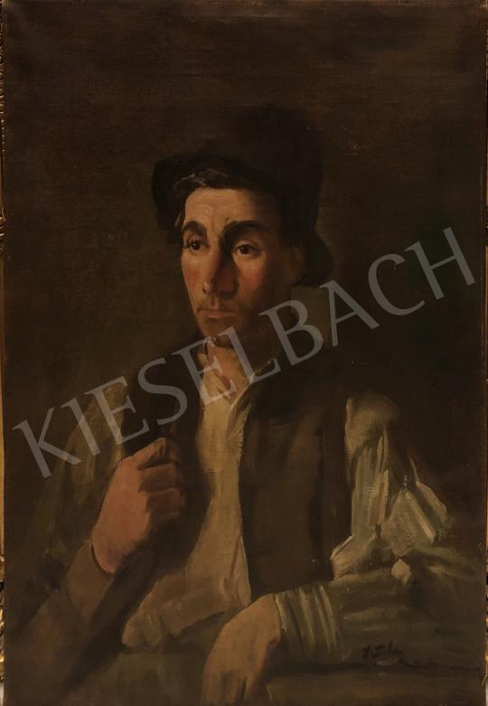 Szüle Péter - Fiatal kalapos férfi  festménye