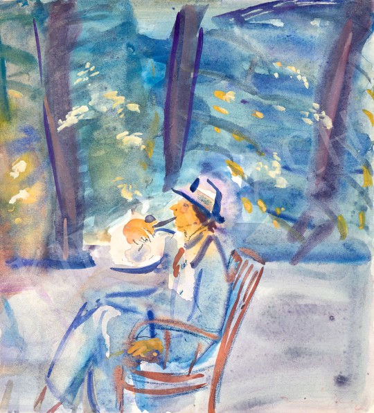  Márffy, Ödön - Man with Pipe in the Garden, 1930s | 69th auction auction / 9 Lot