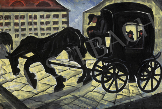  Scheiber, Hugó - Evening Street Scene with Fiacre, second half of 1930s | 69th auction auction / 122 Lot