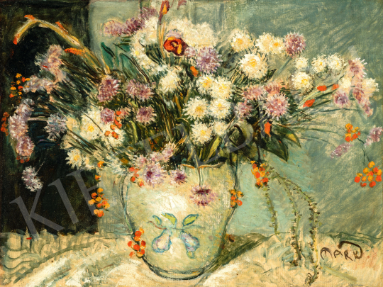 Márk Lajos - Virágcsokor a szalonban, 1910 körül | 69. aukció aukció / 155 tétel