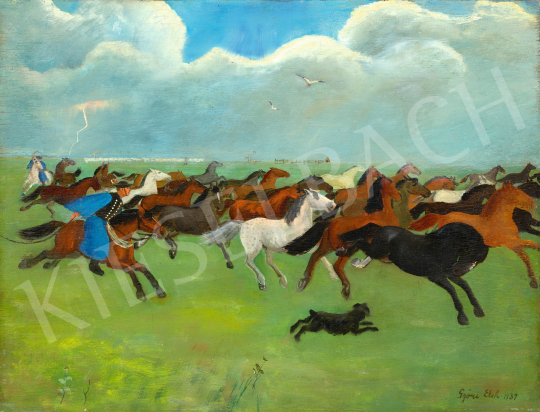 Győri, Elek - Thunderstorm on the Plains (Wild Studs), 1939 | 69th auction auction / 159 Lot
