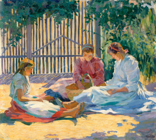 Heller Ödön - Barátnők a nyári kertben, 1910 körül | 69. aukció aukció / 193 tétel