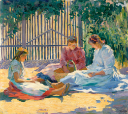 Heller Ödön - Barátnők a nyári kertben, 1910 körül 