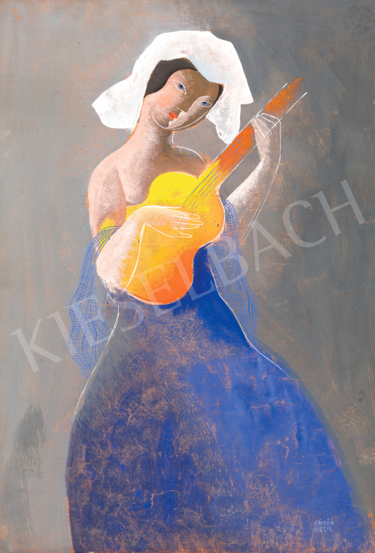  Kádár Béla - Lány gitárral, 1935 körül | 69. aukció aukció / 204 tétel