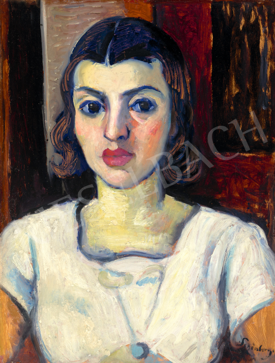  Schönberger Armand - Lány fehér blúzban | 69. aukció aukció / 206 tétel