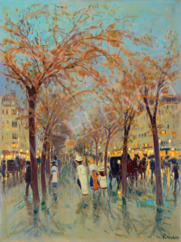  Berkes, Antal - Parisian Street in Evening Lights, 1913 