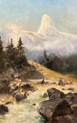 Unknown painter - River with mountains in the background 