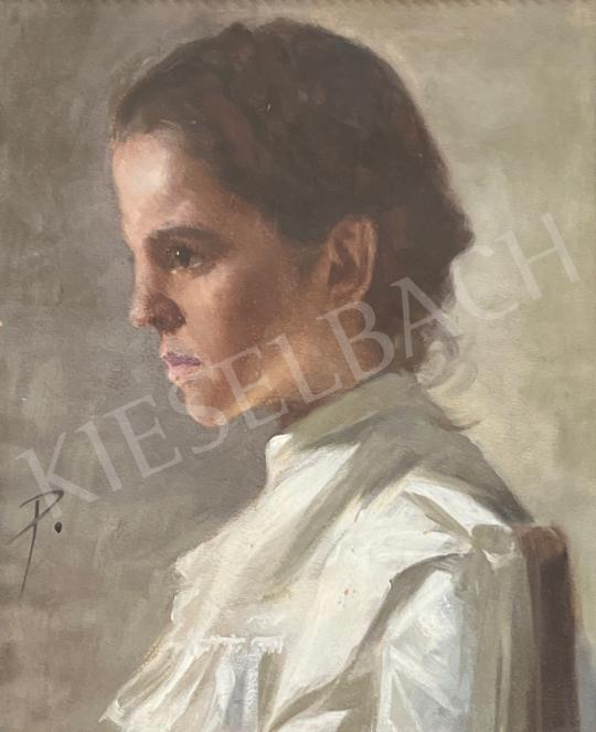 Eladó Ismeretlen festő - Kislány fehér ruhában festménye