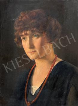 Győrffy, István - Lady with red necklace 