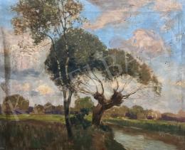 Unknown painter -  Riverside trees 