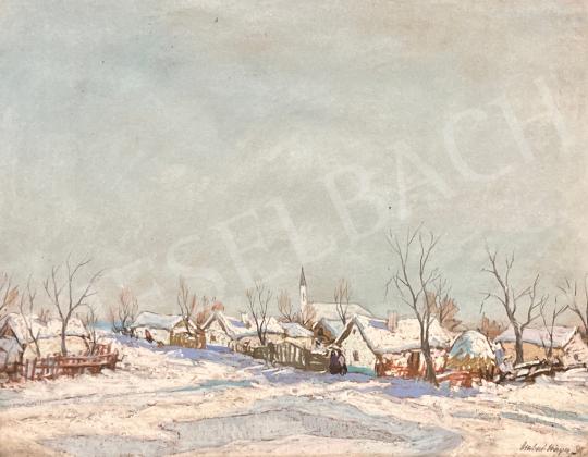 Eladó  Csabai Wágner József - Hófödte téli falu festménye