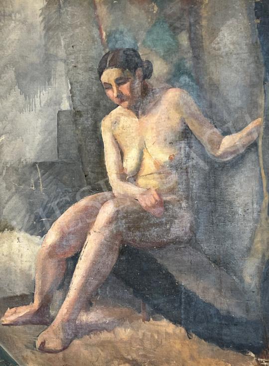  Klein, Ferenc -  Female nude sitting on a couch painting