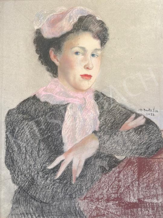 Barta Éva, V. - Rózsaszín főkötő 1956 festménye