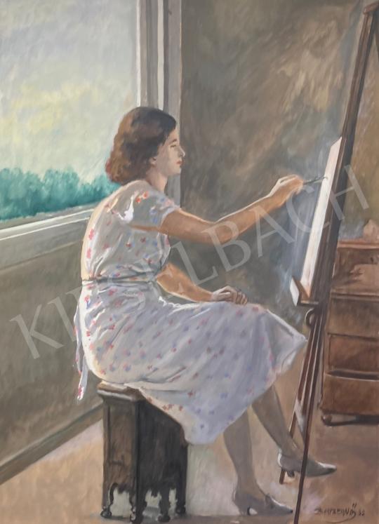 Barta, Ernő - Woman in studio 1935 painting