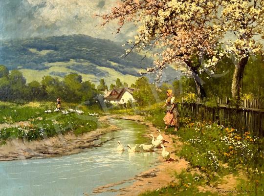 Neogrády, László - Spring on the stream bank painting
