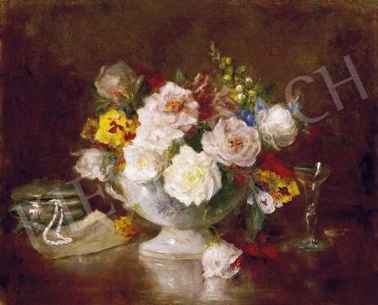 Unknown painter - Still Life with a Glass of Champagne and a Pearl Necklace | 5th Auction auction / 312b Lot