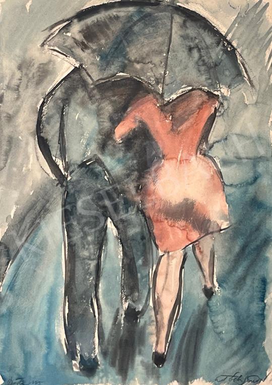 A. Tóth, Sándor - In the rain, 1965 painting