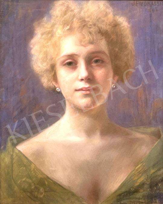 For sale  Jendrassik, Jenő - Blonde lady in green dress 1895 's painting