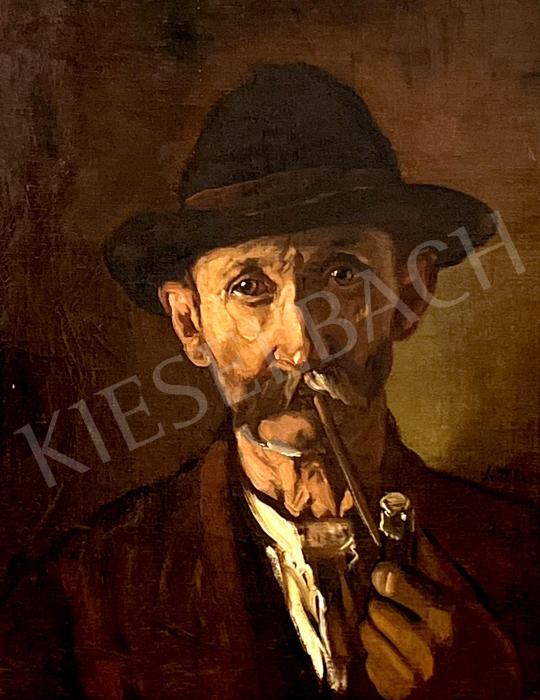 Eladó Szüle Péter - Pipás férfi portré  festménye