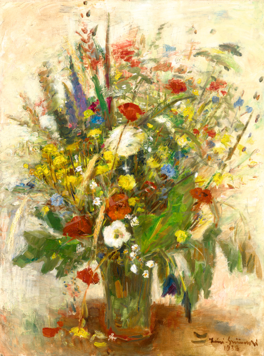 Iványi Grünwald Béla - Impresszió egy nyári virágcsokorról, 1938 | 70. aukció aukció / 93 tétel