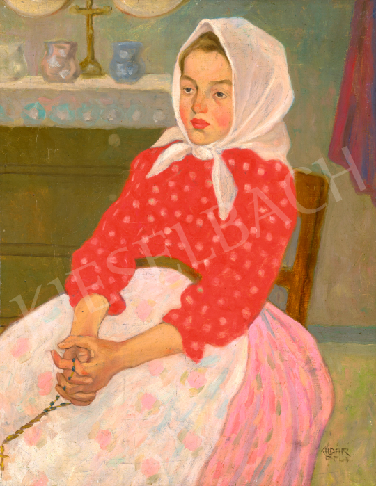  Kádár Béla - Kendős kislány, 1908-1910 között | 70. aukció aukció / 100 tétel