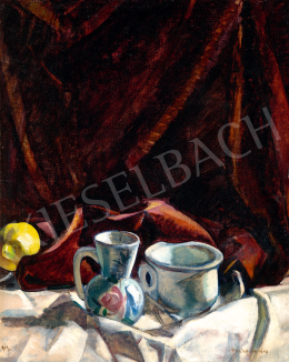 Pólya, Iván - Still-Life with Red Drapery, 1919 