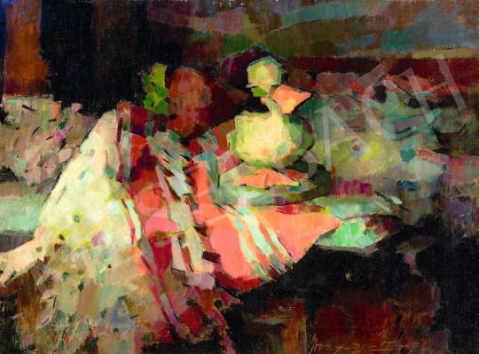 Nagy, Oszkár - Still-Life with Striped Tablecloth, 1955 | 70th auction auction / 223 Lot