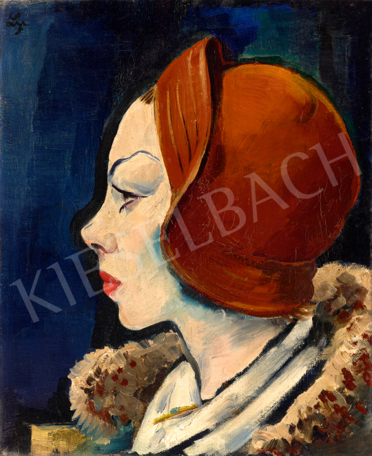 Ismeretlen festő - Art deco nő kalapban, 1930 körül | 70. aukció aukció / 88 tétel