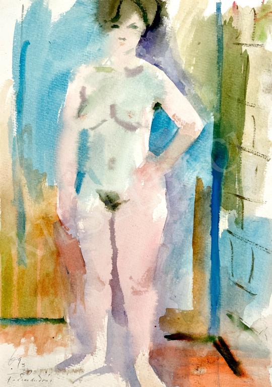 For sale Farkas, András - Nude with blue background 1969 's painting