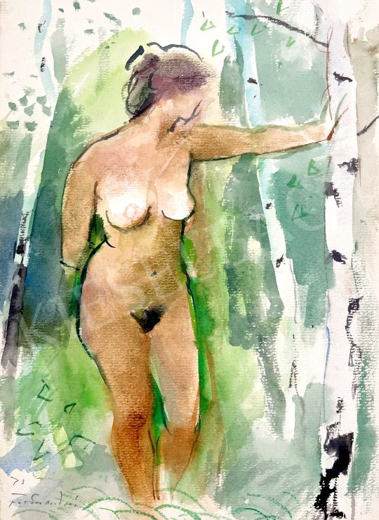 Farkas, András - Nude in the open air 1973 painting