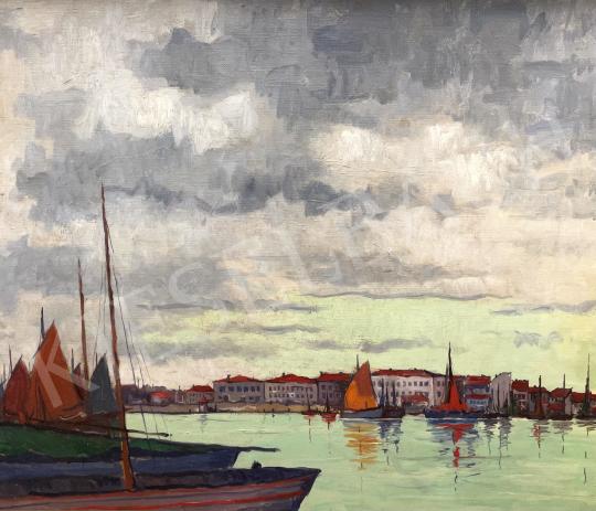 For sale Háala, Gyula - Port of Venice (Colorful sails on the water) 1984 's painting