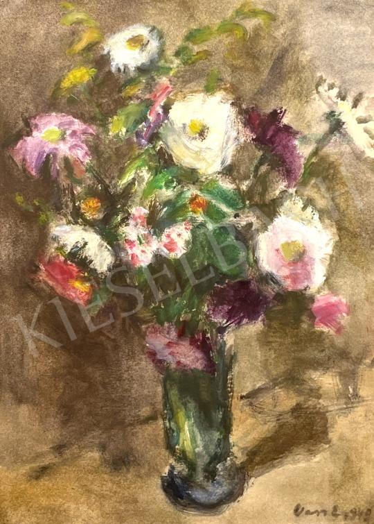 For sale Vass, Elemér - Bouquet of flowers in a green vase  1949 's painting