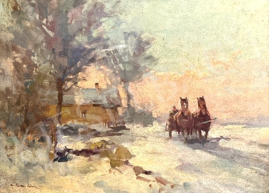Eladó  Csallóközi Farkas Lőrinc - Téli naplemente  festménye