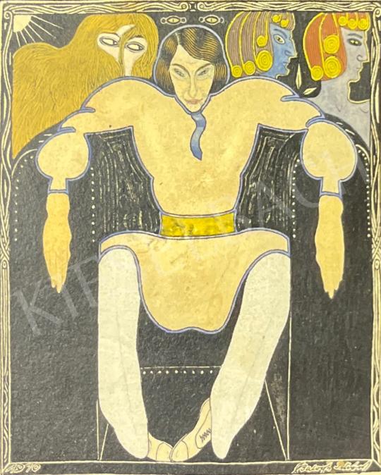 For sale  Balogh, István - In a black armchair, 1910  's painting