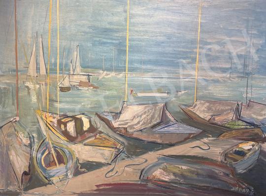 Eladó  Séday Éva - Kikötő vitorlásokkal a Balatonon festménye