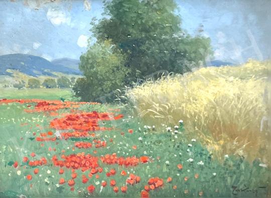 Zorkóczy, Gyula - Spring field of poppies painting