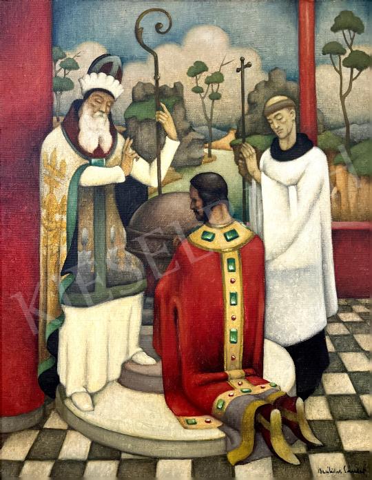 Eladó  Basilides Sándor - Vajk megkeresztelése 1930as évek  festménye