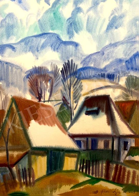 Unknown painter - Transylvanian village 1989 painting